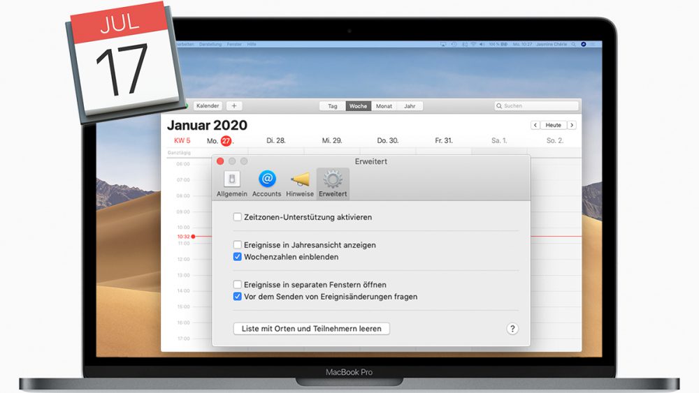 Kalenderwoche mac macOS einblenden