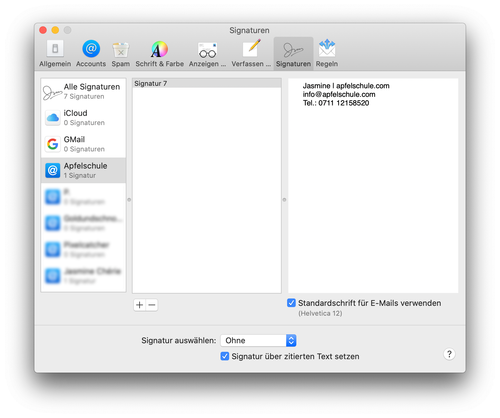 Signatur in Apple Mail