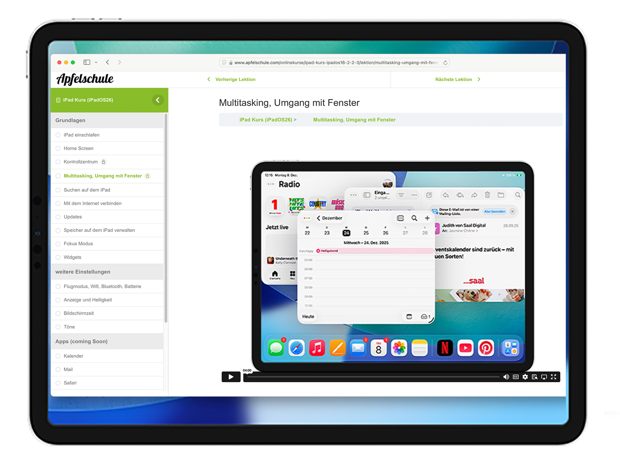 Apfelschule Lernplattform &ndash; iPad Kurs